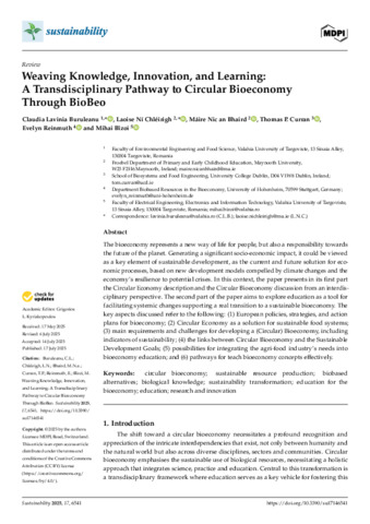 Weaving Knowledge, Innovation, and Learning: A Transdisciplinary Pathway to Circular Bioeconomy Through BioBeo
